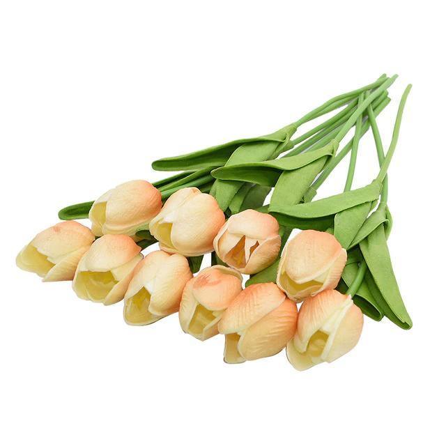10-dílné umělé tulipány z hedvábí