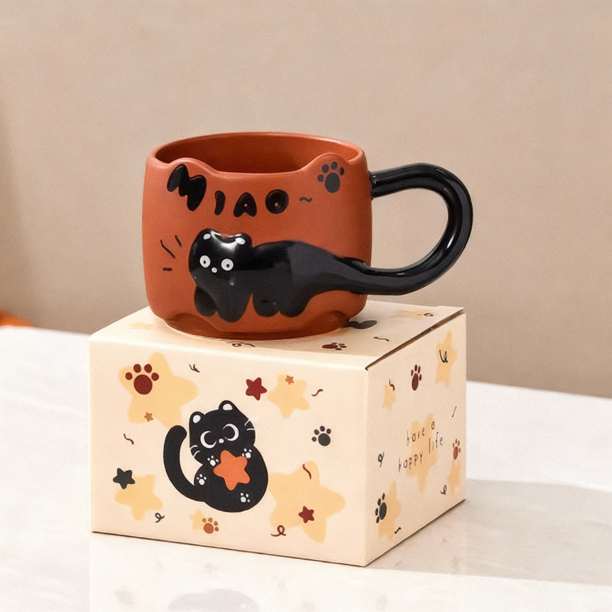 Керамична чаша с 3D коте