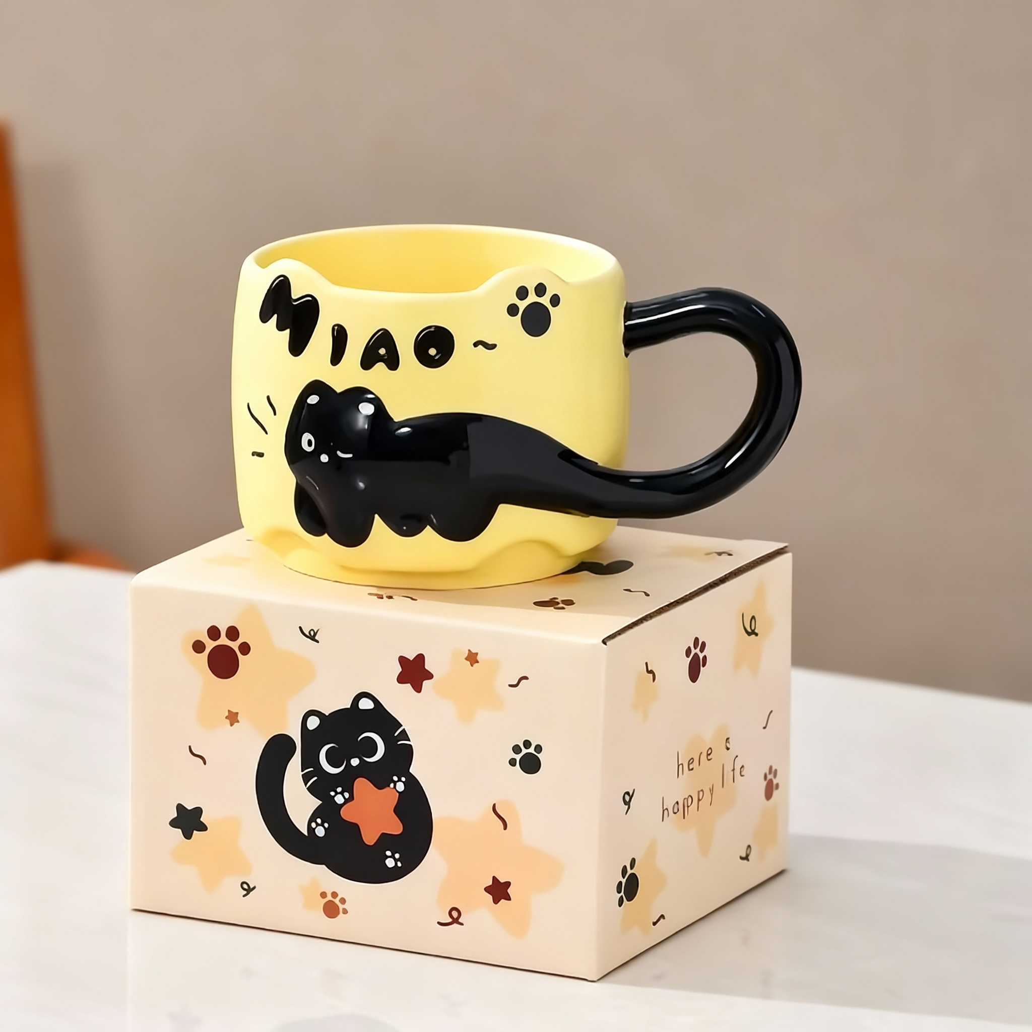 Керамична чаша с 3D коте