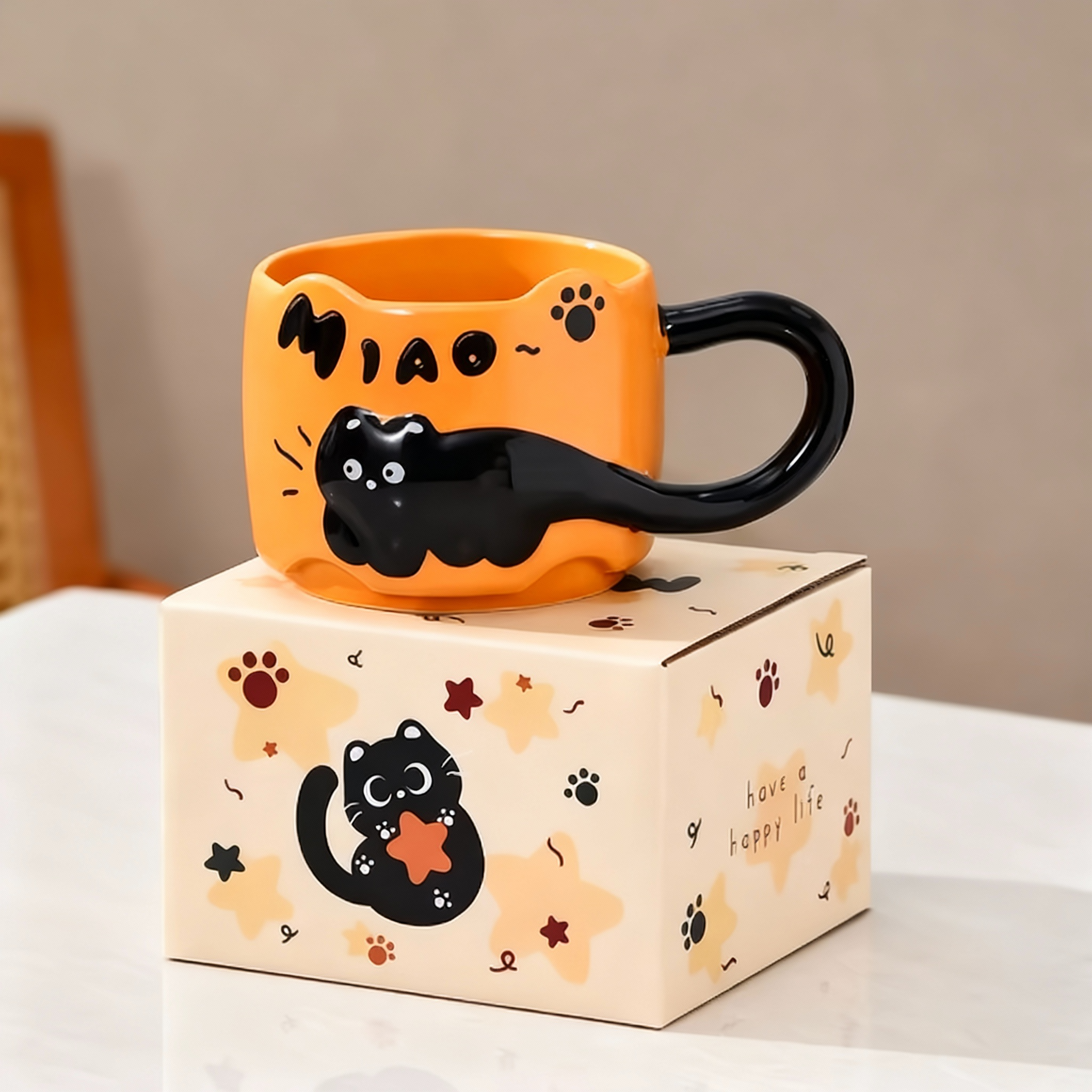 Керамична чаша с 3D коте